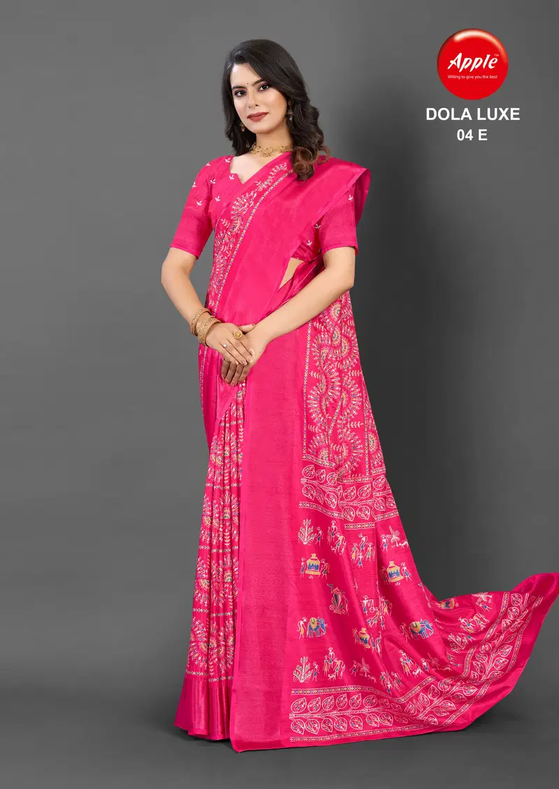 Apple Dola Luxe 04 Daily Wear Dola Silk Printed Sarees Wholesale Shop In Surat
